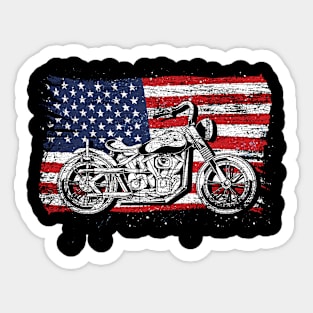 Motorcycle American USA Flag Biking Lover Biker Sticker